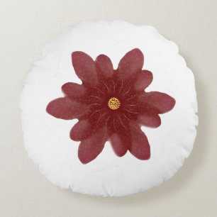 Elegant Red Velvet Flower on Black   Dark Floral A Round Cushion
