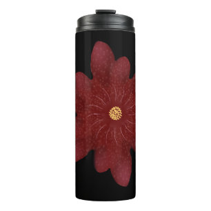 Elegant Red Velvet Flower on Black   Dark Floral A Thermal Tumbler