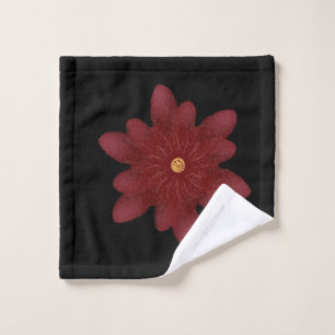 Elegant Red Velvet Flower on Black   Dark Floral A Wash Cloth