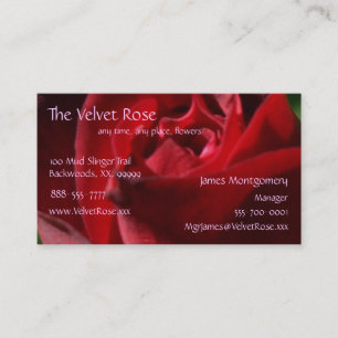 Elegant Red Velvet Rose Business Card