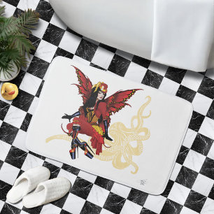 Elegant Red Victorian Steampunk Fairy Octopus Bath Mat