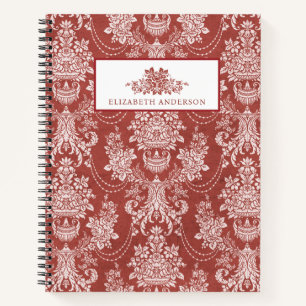 Elegant Red Vintage French Toile Notebook