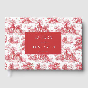 Elegant Red Vintage House Illustration Guest Book