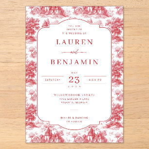 Elegant Red Vintage Houses Acrylic Invitations