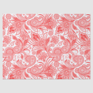 Elegant Red Vintage Paisley Pattern Tissue Paper