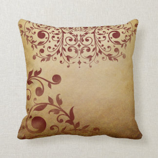 Elegant Red Vintage Swirls Cushion