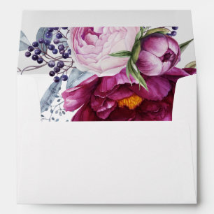 Elegant Red Violet Green Floral Save The Date Envelope