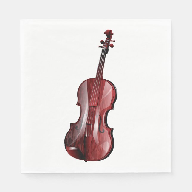 Elegant Red Violin Musical Instrument Napkin (Front)