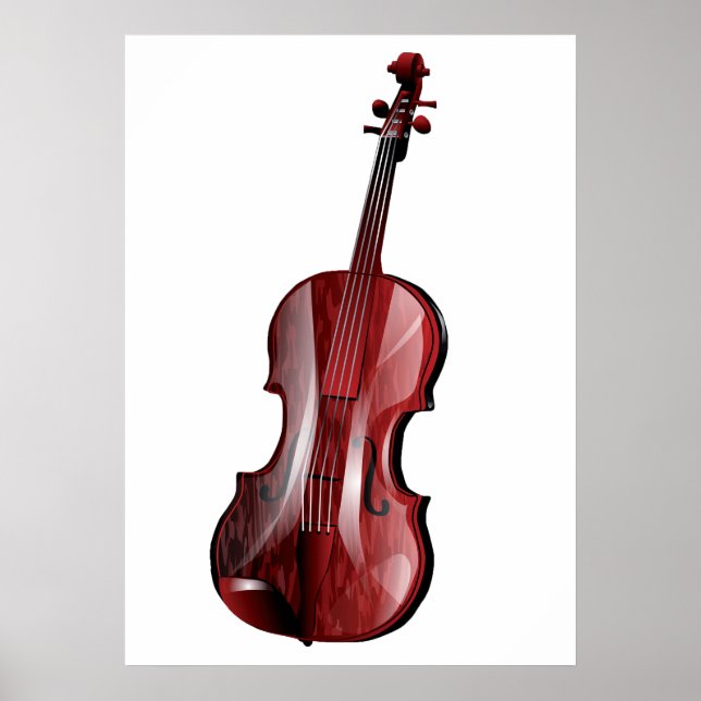 Elegant Red Violin Musical Instrument Poster (Front)
