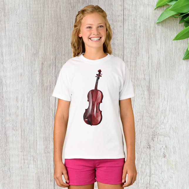 Elegant Red Violin Musical Instrument T-Shirt (Creator Uploaded)