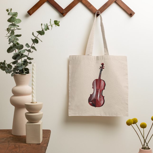Elegant Red Violin Musical Instrument Tote Bag (Creator Uploaded)