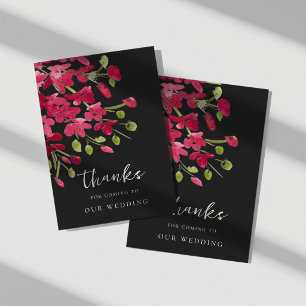 Elegant Red Watercolor Bouquet Thank You Wedding Card
