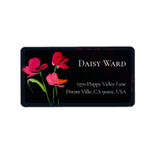 Elegant Red Watercolor Floral Address Labels