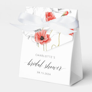 Elegant Red Watercolor Flowers Bridal Shower Favour Box