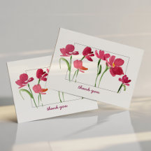 Elegant Red Watercolor Loose Floral Thank You 