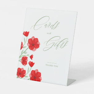 Elegant Red Watercolor Poppy Floral Gifts & Cards Pedestal Sign