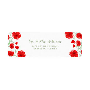 Elegant Red Watercolor Poppy Floral Greenery