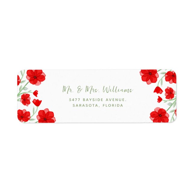 Elegant Red Watercolor Poppy Floral Greenery (Front)
