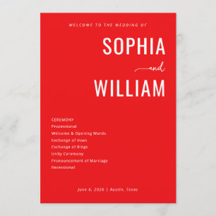 Elegant Red Wedding Ceremony Schedule Programme