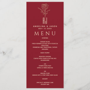 Elegant Red Wedding Menu