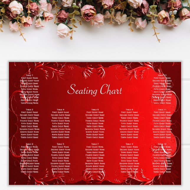 Elegant Red Wedding Reception Seating Chart (Creator Uploaded)
