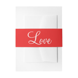 Elegant Red Wedding Romantic Love Bridal Shower Invitation Belly Band