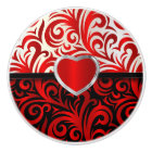 Elegant Red, White and Black Floral Swirls