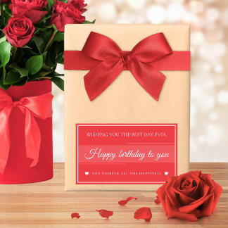 Elegant Red & White Birthday Rectangular Sticker