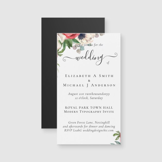 Elegant Red White Blue Floral Wedding Budget (Front/Back)