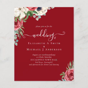 Elegant Red White Blue Floral Wedding Budget Flyer