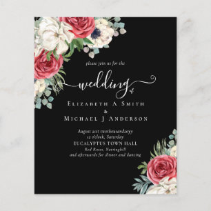 Elegant Red White Blue Floral Wedding Budget Flyer