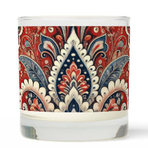 Elegant Red, White & Blue Paisley Floral Pattern