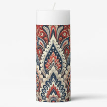 Elegant Red, White & Blue Paisley Floral Pattern