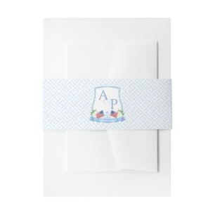 Elegant Red White Blue Patriotic Wedding Crest Invitation Belly Band