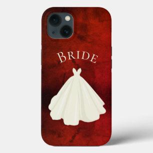 Elegant Red White Bride Gown Typography Wedding  iPhone 13 Case