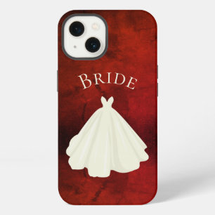 Elegant Red White Bride Gown Typography Wedding iPhone 13 Case