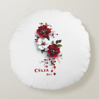 Elegant Red & White Floral Pillow | Romantic Flowe