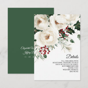 Elegant Red White Winter Christmas Wedding Enclosure Card