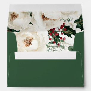 Elegant Red White Winter Christmas Wedding Envelope