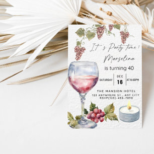 Elegant Red Wine Birthday Celebration for Lady Invitation
