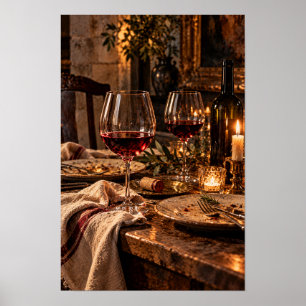 Elegant Red Wine Dinner – Romantic Candlelit Still Poster