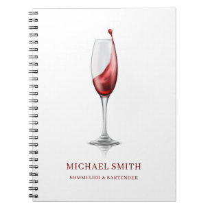 Elegant Red Wine Glass Bar Winery Notebook