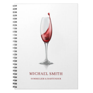 Elegant Red Wine Glass Bar Winery Notebook