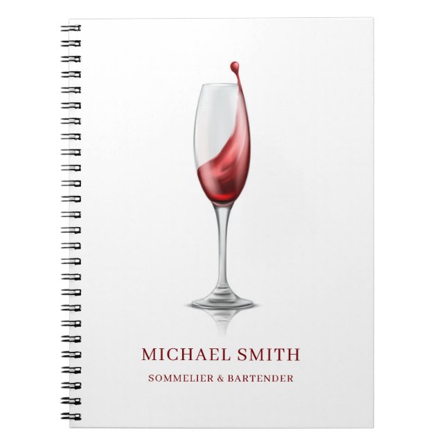 Elegant Red Wine Glass Bar Winery  Notebook (Front)