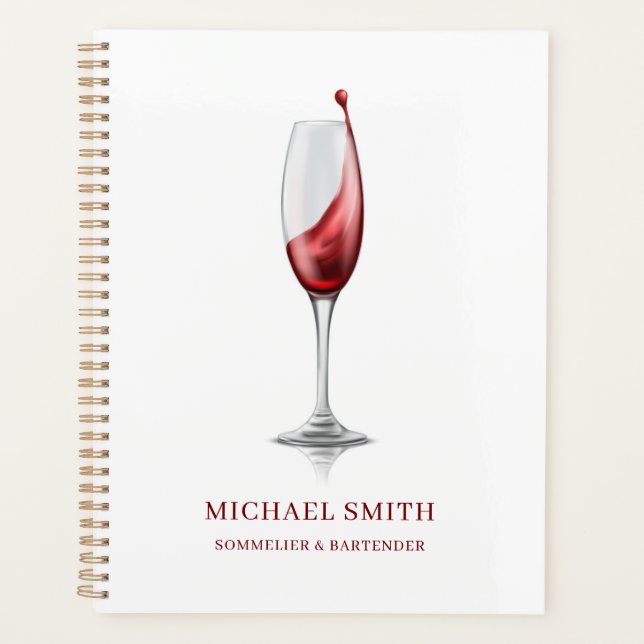 Elegant Red Wine Glass Bar Winery  Planner (Front)