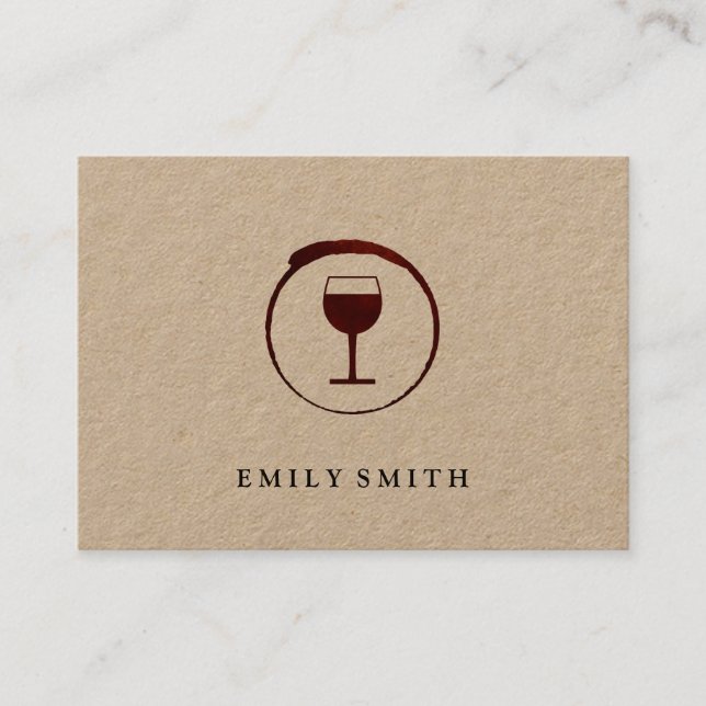 Elegant Red Wine Stain with Wine Glass Business Card (Front)