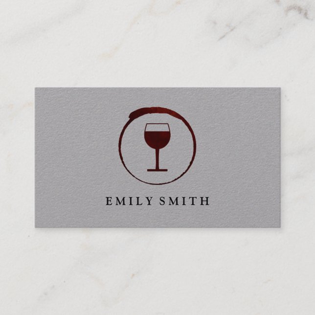 Elegant Red Wine Stain with Wine Glass Business Card (Front)