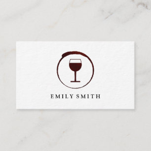 Elegant Red Wine Stain with Wine Glass Business Card