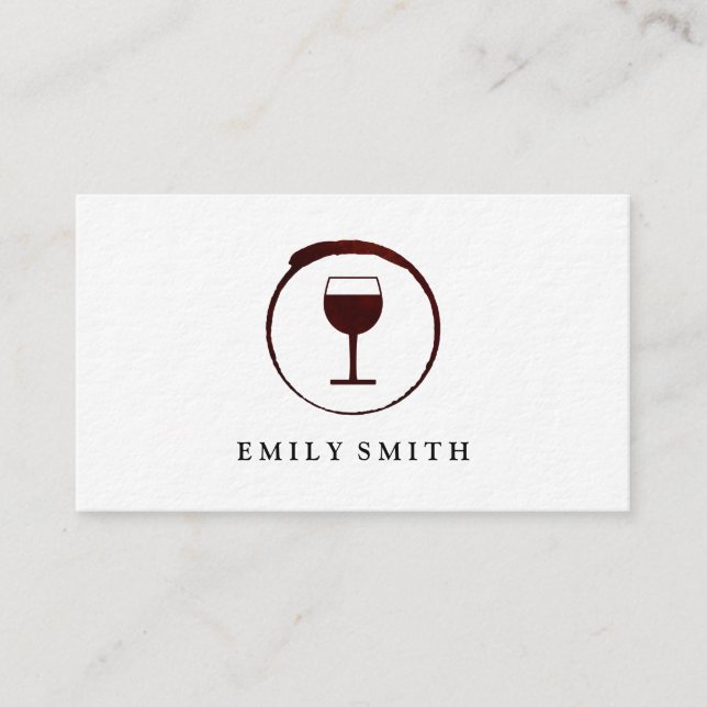 Elegant Red Wine Stain with Wine Glass Business Card (Front)