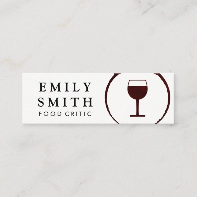 Elegant Red Wine Stain with Wine Glass Mini Business Card (Front)
